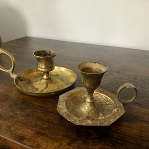 Brass candlestick holders (2)